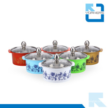 Colorful Stainless Steel Hot Pot & Stock Pot with Glass Lid